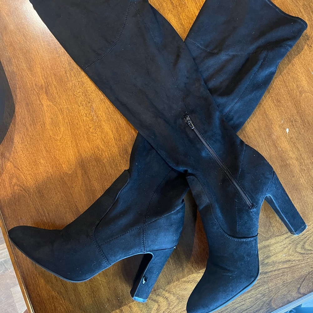 Knee high suede boot